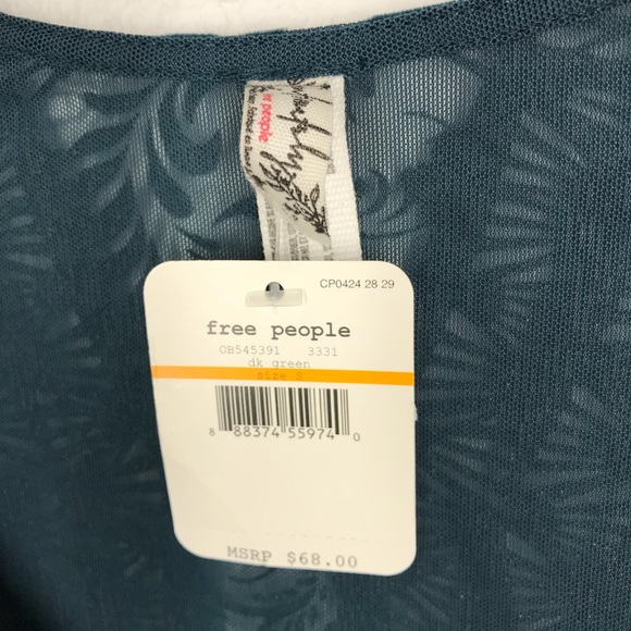 Free People Teal velvet body suit NWT - Picture 3 of 7